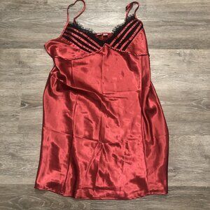 Intimate Secret‎ Womem Size XL Red Black Lace Slip Sleep Camisole Tank Top